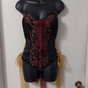 May Faire Moon Over Bust Boned Corset Custom Corset Goth Corset Rose Embroidered